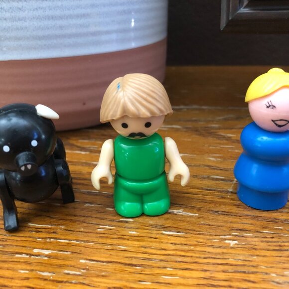Fisher-Price Other - Fisher Price Little People- Black Pig with Ears Lady Blue Body, Man Movable Arms
